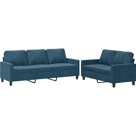 Maison Exclusive - Set di Divani 2 pz con Cuscini Blu in Velluto