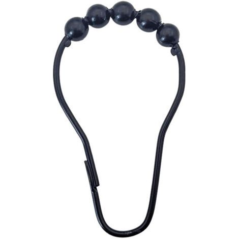 Anneaux pour Rideaux de Douche, 12 pièces, en Couleur Noir,Crochets de Rideau pour Tiges de Rideau de Douche, Crochets de Rideau de Douche (1/4)