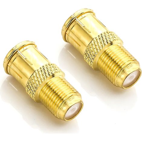 2 x F-Quick Verbinder F-Buchse auf F-Quick Stecker auf F-Stecker ohne Schrauben vergoldet (1/3)