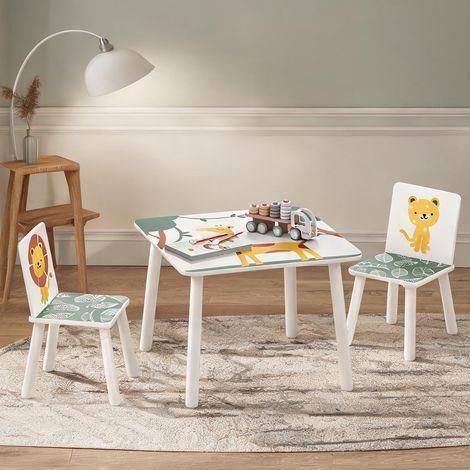 Ensemble table et chaises enfant vert en MDF 60 x 60 x 44 cm (1/5)