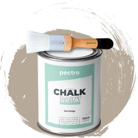 Pittura a Gesso - PECTRO - BEIGE SCURO - 750ml - Pennello in Legno - Finitura Opaca