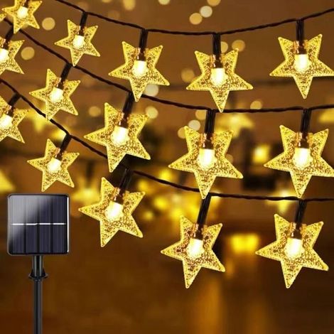 50 pièces Guirlande lumineuse solaire, étoiles transparentes, 7 m, 8 modes, IP44, jardin et terrasse (1/5)