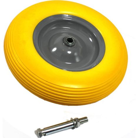 Estexo – Roue de brouette caoutchouc plein PU 400 mm – Jante métal robuste – Charge max 200 kg – Compatible chariots 4.80/4.00-8