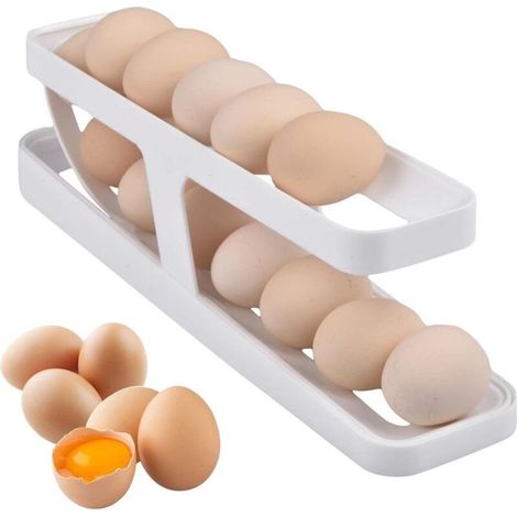 Plateau À Œufs Roulant,distributeur Oeuf Pour Réfrigérateur,Boite De Rangement Frigo,Plateau À Œufs,support À Œufs À 2 Niveaux (1/5)