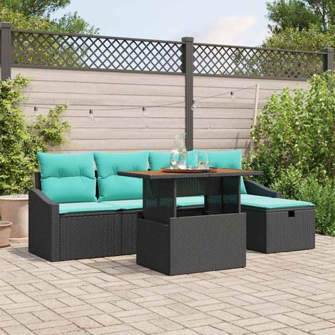 vidaXL Gartensofa-set mit Kissen 6 pcs Schwarz Poly-Rattan (1/5)