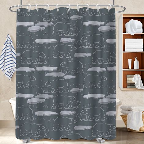 Rideau de douche tissu polyester 180x180 poids aux ourlets rideau étanche pour les fêtes de fin d’année (1/5)