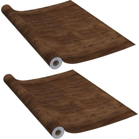 Film adhésif pour porte, lot de 2, couleur chêne foncé, 210x90 cm, matériau PVC. (1/5)