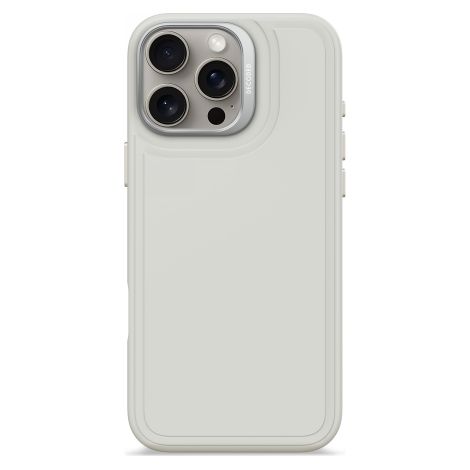 Cover posteriore in silicone antimicrobico Decoded Stacks - Custodia protettiva in silicone compatibile con MagSafe per iPhone 16 Pro Max (grigio pietra)
