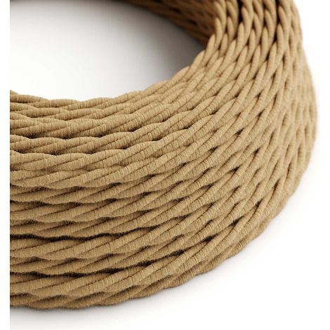 Creative-Cables, Cavo elettrico rivestito in tessuto, Trecciato, Juta naturale TN06, 2 x 0,75 mm², 50 m