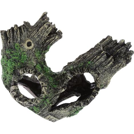 Décoration Souche Paysagère Élégante et Naturelle Aquarium Tronc d'arbre Creux en Résine pour Poissons Cachette pour Réservoir d'eau Domestique (1/5)