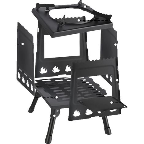 Campingkocher, tragbares Design, für verschiedene Brennstoffe geeignet, schwarz (1/2)