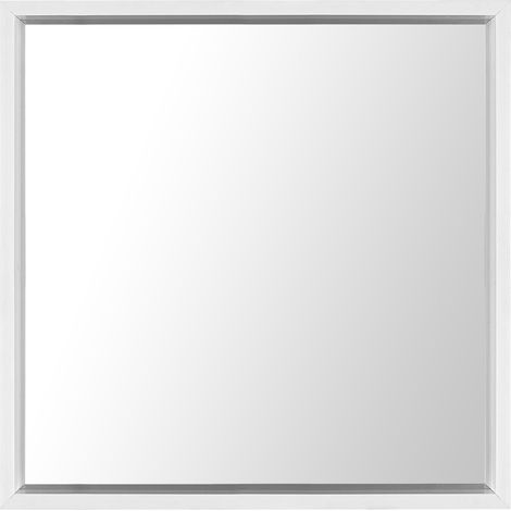 Espejo de pared con marco sintético blanco cuadrado 50 x 50 cm estilo minimalista Brignoles