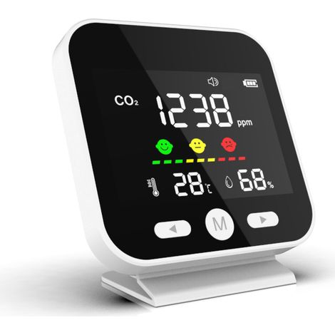 Rilevatore di CO2, monitor della qualità dell'aria LifeBasis con schermo LCD, rilevatori di CO2, temperatura e umidità, 400-5000 PPM, per casa/ufficio/palestra/auto (1/5)