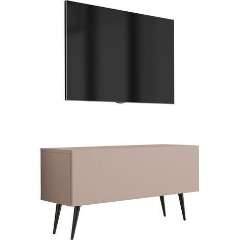 Mobile TV : Marrone Caramello, 100 x 52 x 32 cm, gambe nere (1/5)