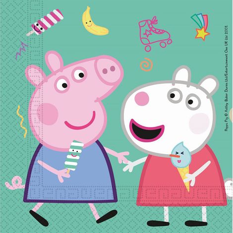 Lot de 20 Serviettes en papier - Peppa Pig -Jeu Désordonné - 33 x 33 cm (1/2)