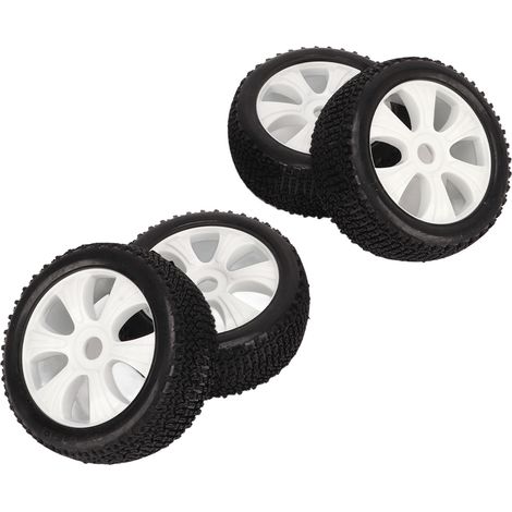 Lot de 4 pneus Short Course Truck avec outils de montage, pneus de rechange en caoutchouc blanc pour voiture RC 1/10. (1/5)
