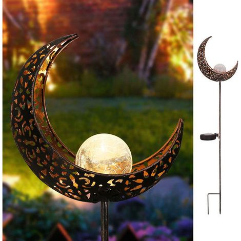Solar Panel Moon Hollow Pattern Lawn Light Outdoor Waterproof Stainless Steel (1/5)