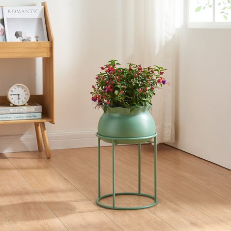 Soporte para plantas Assen con macetero metal  38xØ24cm  - Verde [en.casa]