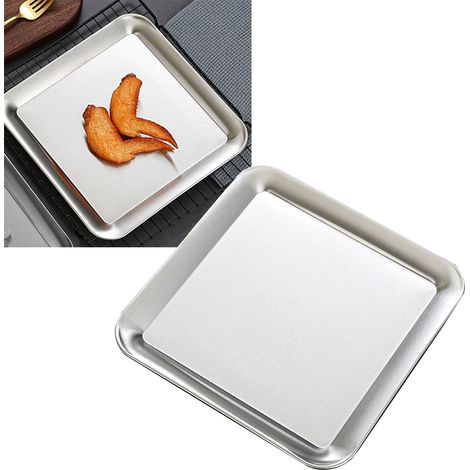 Plateau pour barbecue coréen, plateau à dessert, assiette plate rectangulaire argentée, assiette à fond plat originale, assiette à dessert, assiette à apéritif, grand plateau à dessert. (1/5)