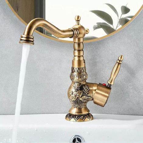 Robinet Lavabo Retro Poignée Unique – Céramique – Robinetterie pour salle de bain ou cuisine – Design vintage (1/5)