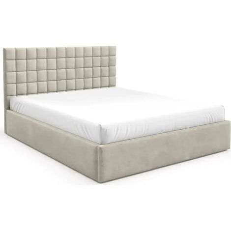 THELMA - Lit coffre tissu velours Beige 160x200cm (1/5)