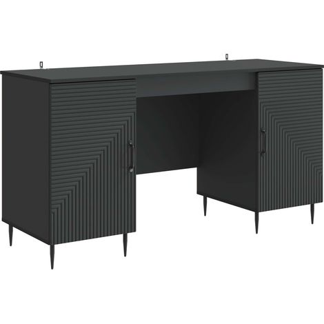 Desk with Shelf Black 142.5 x 50 x 75 cm Engineered Wood vidaXL