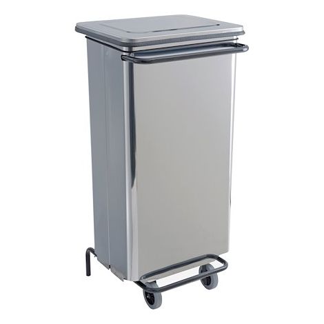 Support de sacs poubelles mobile 110 litres à pédale inox