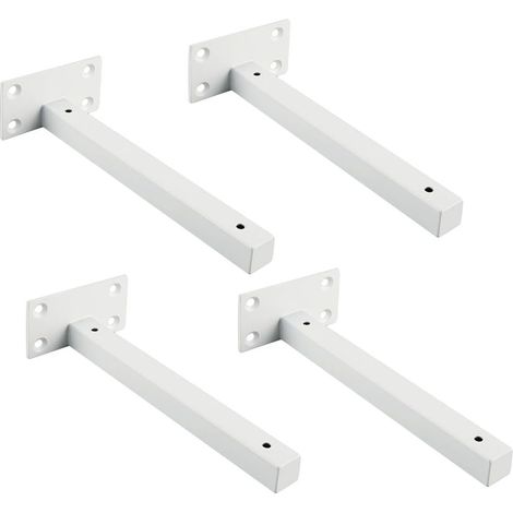 Équerre Étagère Industrielle Support Étagère à Fixation Murale Équerre Métale pour Planche Flottante Support Dissimulé Blanc Brillant, 4Pcs, EJT200W-4P (1/5)