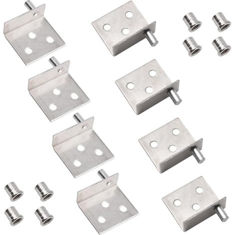 Set mit verdeckten Drehzapfen für Holzschranktüren inklusive kostenlosem Drehzapfenstift aus Holz (silber)