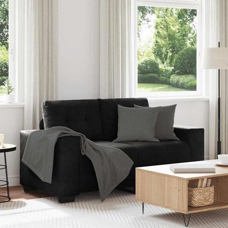 Zweisitzer-Sofa Samt Schwarz 120 cm mit Kissen für Wohnzimmer (1/5)