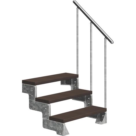 Dolle Außentreppe Gardentop 54-66cm Geschosshöhe mit Trimax dunkelbraun 100cm breit mit Geländer