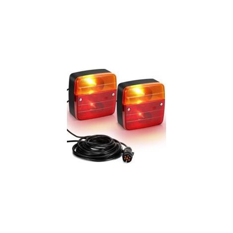 Convient pour les feux arrière magnétiques de remorque - feux de remorque magnétiques 12V - feux arrière clignotants - feux de plaque d'immatriculation pour camions, camping-cars et tracteurs. (1/2)