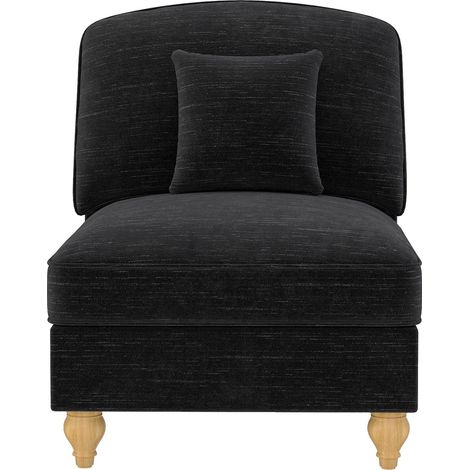 Canapé Windsor sans accoudoirs, en tissu chenille, avec 1 coussin - noir, un meuble de haute qualité (1/5)