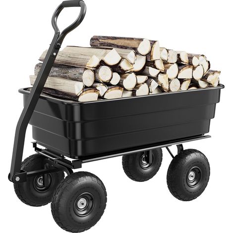 chariot de jardin basculant cuve polypropylène 544 3 kg déchargement rapide pneus anti crevaison 33 cm jardin paysager (1/5)