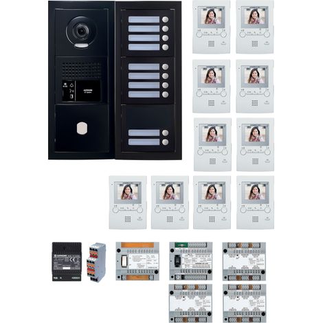 Pack GT vidéo 10 BP programmé avec platine façade noire satin 200462 - AIPHONE GTBV10EB