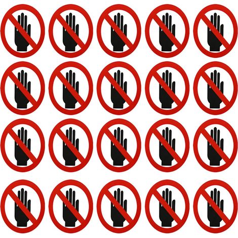Lot de 20 Autocollants « Ne Pas Toucher » en PVC Imperméable - Étiquettes de Sécurité Rondes avec Pictogramme Interdiction pour Panneaux d'Avertissement de Machines et Équipements Électriques (1/5)