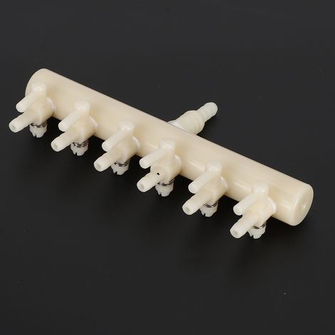 Lot de 2 pompes à air pour aquarium en plastique, faciles à utiliser, avec vanne de dérivation spéciale et interrupteur réglable. Accessoire pour aquarium à 6 voies. (1/5)