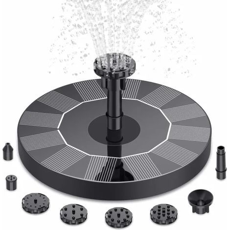 Solar fountain pump, 6-nozzle solar fountain, floating solar pond pump, suitable for bird baths, gardens, ponds, swimming pools and aquariums. (1/5)