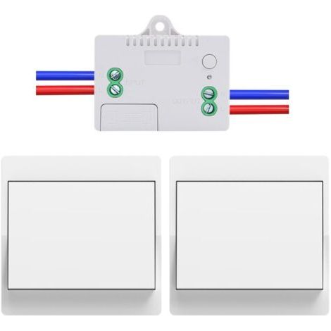 Interrupteur sans fil UE, sans pile, lot de 2, kit d'interrupteur bidirectionnel sans fil auto-alimenté, interrupteur de télécommande sans fil sans pile pour l'éclairage domestique (UE 1 position 2V 1 (1/4)