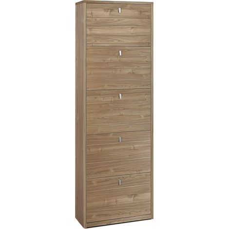 Scarpiera Salvaspazio 5 Ante 25 Paia 63x190x29 cm Noce Stelvio (1/3)