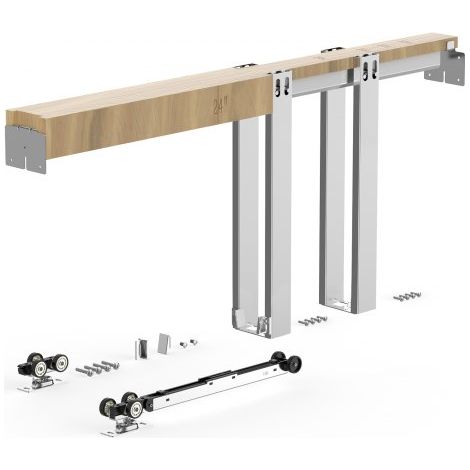 Kit Contre-châssis Porte Coulissante 711,2mm Montants en Acier,Système à Galandage pour Intérieur,Fermeture Amortie Deux Sens,Coulissement Silencieux,Largeur Réglable,Installation Encastrée (1/3)
