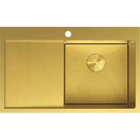 Mexen Exar lavello in acciaio 1 vasca con sgocciolatoio destro 780 x 480 mm, oro HC - 6434781010P-55HC (1/5)