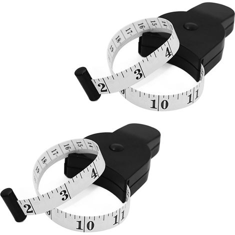 Lot de 2 mètres ruban de 150 cm (60 pouces), avec goupille de verrouillage et bouton-poussoir pour un enroulement facile. Design ergonomique et portable. (1/5)