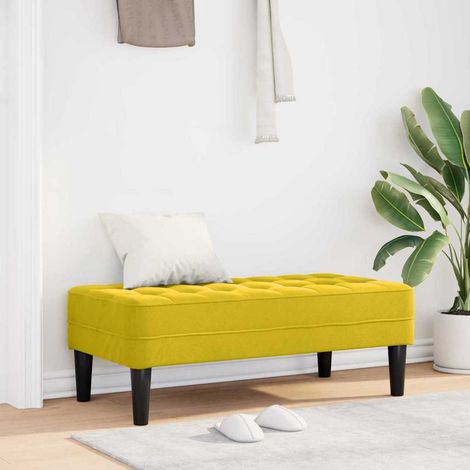 Bank mit Kissen Gelb 113 x 57 x 39 cm Samt