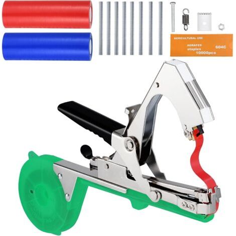 Pflanzenbindemaschine mit 20 Rollen Klebeband + 10.000 Klammern für Weinreben, Tomaten, Kletterpflanzen, Gemüse und Blumen