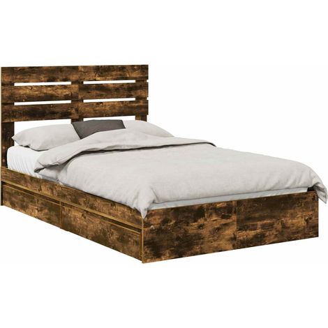 Maison Exclusive - Letto con Contenitore con testiera Rovere fumé 135 x 190 cm