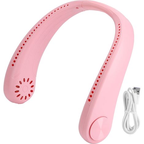 Lüfterblattloser USB-Nackenventilator, leise und tragbar, leicht für Sport, Reisen und Büro – Pink (1/5)