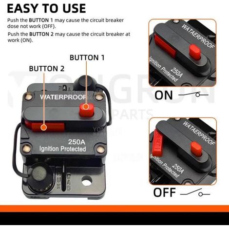 Disjoncteur avec réinitialisation manuelle pour système Audio de voiture,fusible de réinitialisation 12V- 48V DC-40A (1/4)
