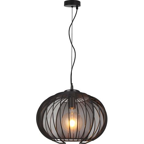 V-TAC Pendelleuchte E27 60W Textildiffusor Ø400mm Mattschwarz 24116 (1/5)