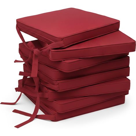 8er Set Loft SK Stuhlkissen 45x40 cm mit Bändern rutschfest Rot